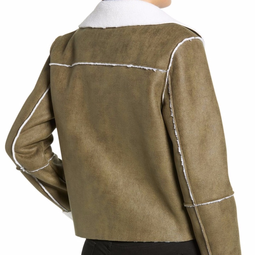 Vigoss // Faux Shearling Moto Jacket in Green - Picture 3 of 7